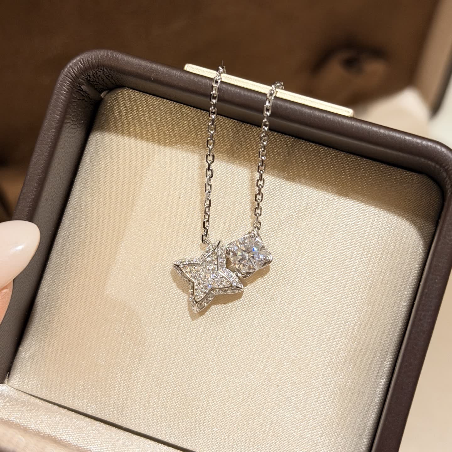 Van Cleef & Arpels Silver Star Diamond Pendant Necklace